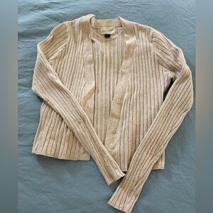 Universal Thread Beige Ribbed Button-Up Cardigan